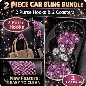 2 Bag holders & 2 Coasters Pink